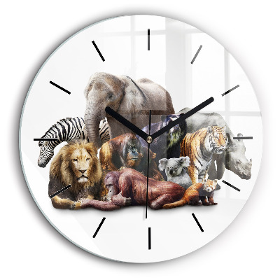 Horloge ronde 60 cm Animaux sauvages