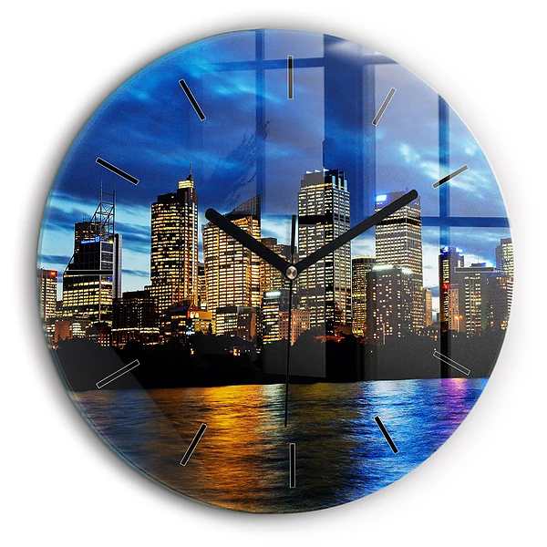 Horloge ronde en verre 60 cm Sydney le soir