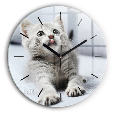 Horloge ronde murale 60 cm Chat sur un canapé