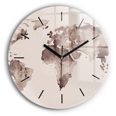Horloge ronde 60 cm Carte du monde en aquarelle