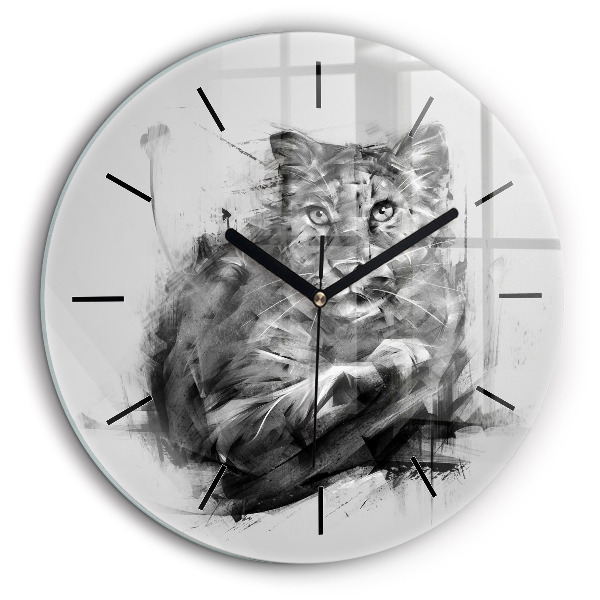 Horloge ronde 60 cm Lion peint