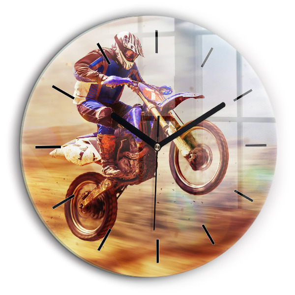 Horloge ronde en verre 60 cm Motocross enduro