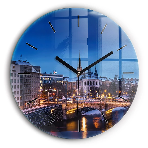 Pendule murale ronde 60 cm Panorama de Pilsen