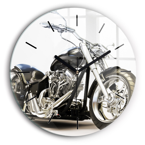 Horloge ronde 60 cm Moto noire