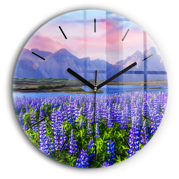 Horloge ronde 60 cm Vue d'une montagne en Islande