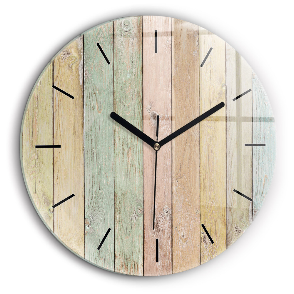 Horloge ronde murale 60 cm Planches colorées