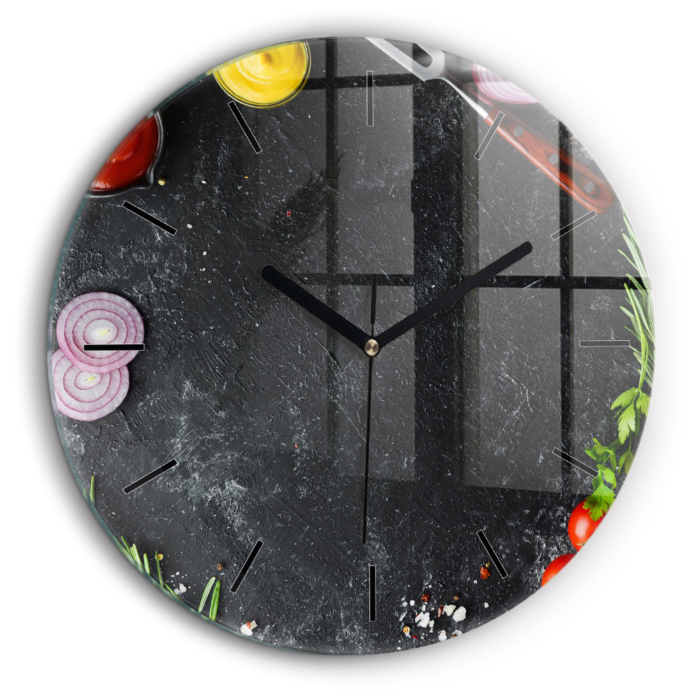 Pendule murale ronde 60 cm Légumes sur la table