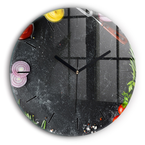 Pendule murale ronde 60 cm Légumes sur la table