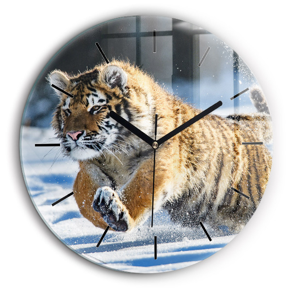 Pendule murale ronde 60 cm Tigre bondissant