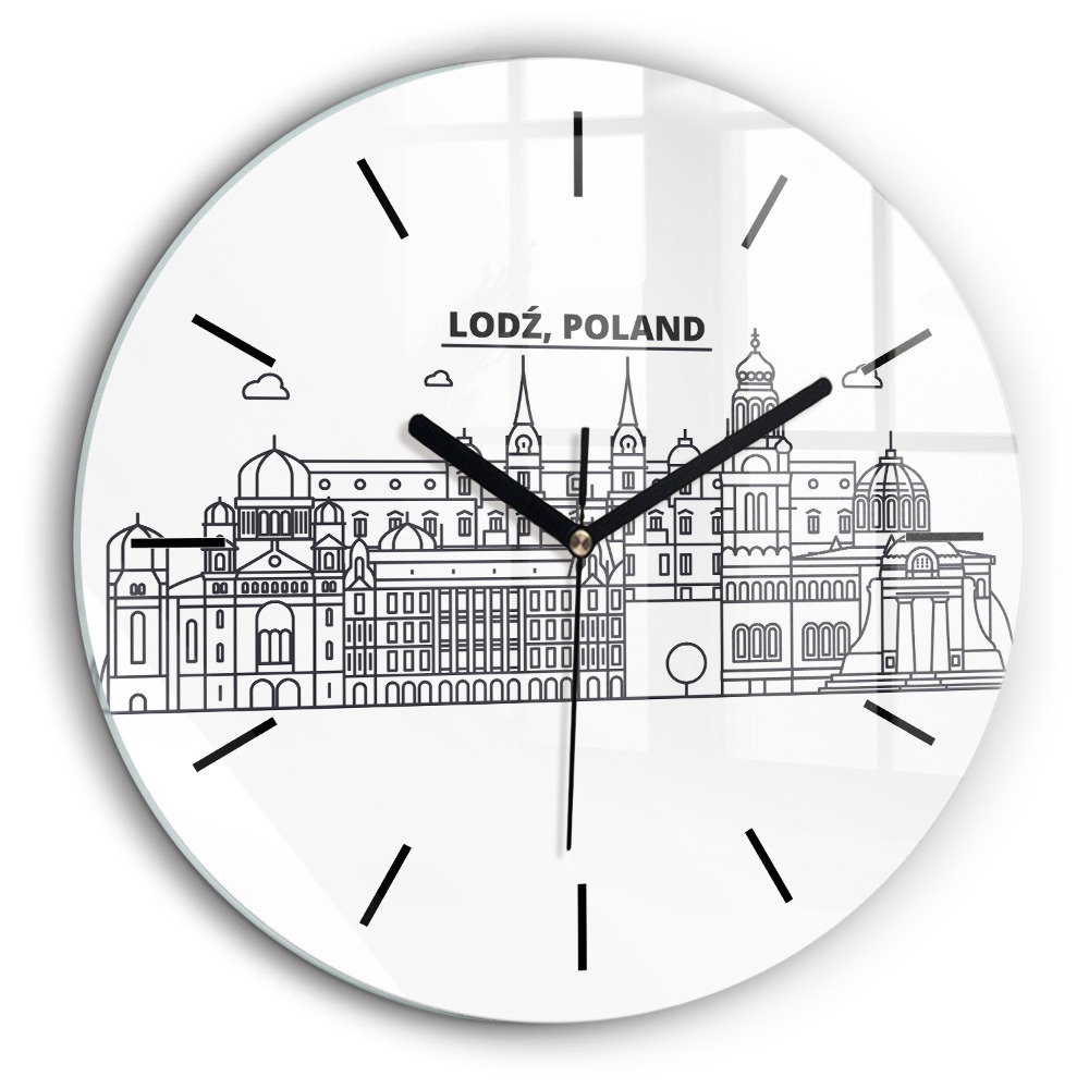 Horloge ronde en verre 60 cm Łódź architecture panorama