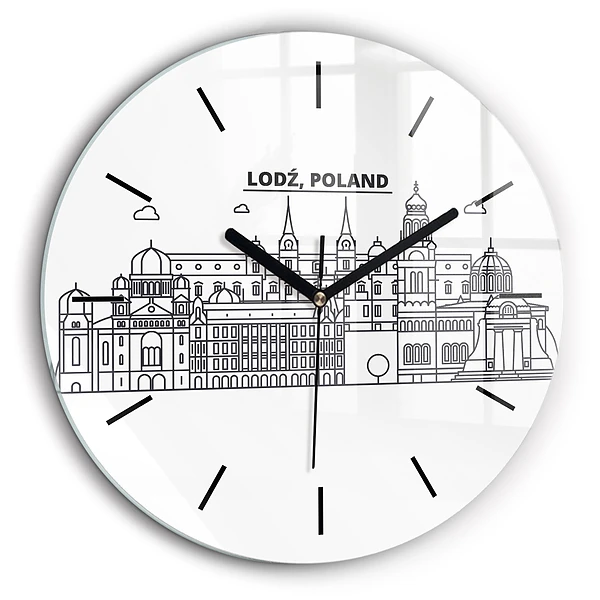 Horloge ronde en verre 60 cm Łódź architecture panorama