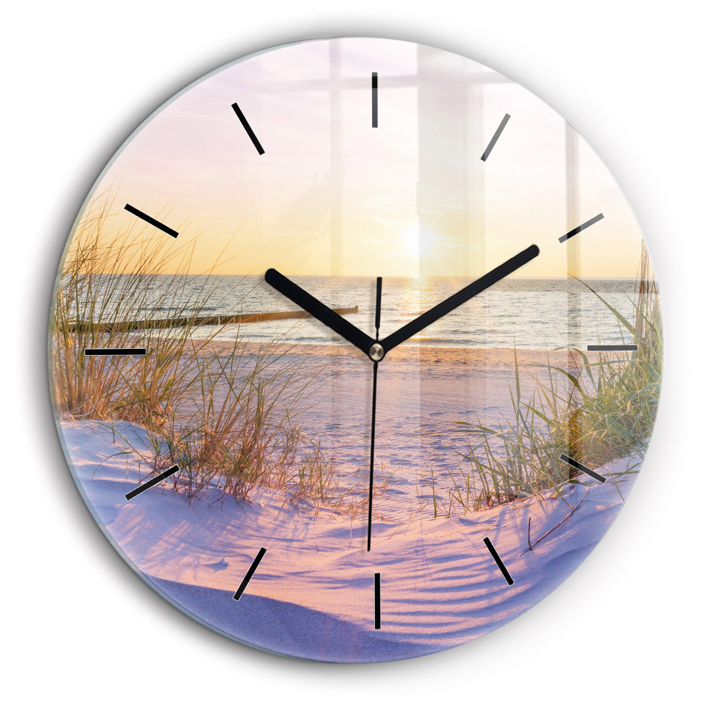 Horloge ronde en verre 60 cm Soleil polonais Mer