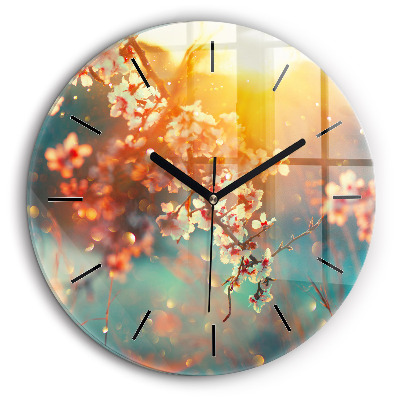 Horloge ronde 60 cm Fleurs de printemps