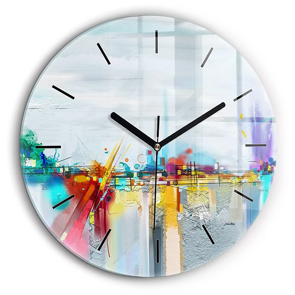 Horloge ronde 60 cm Paysage abstrait à l'huile