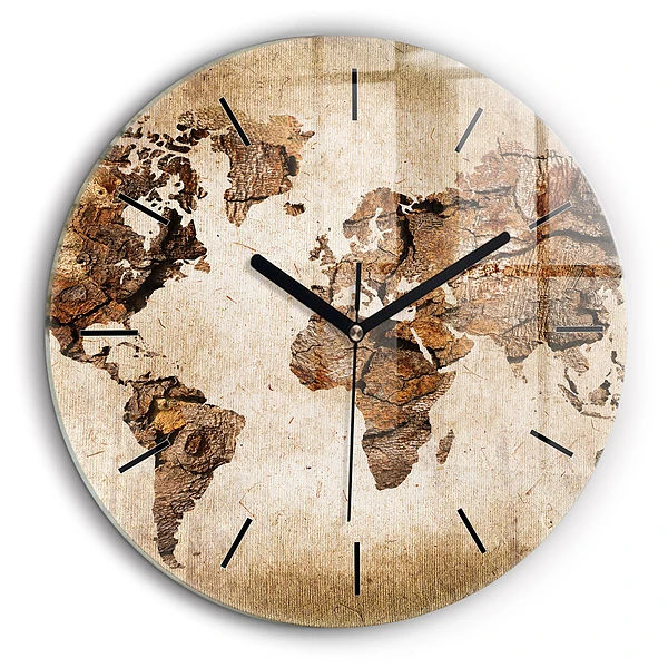 Horloge ronde murale 60 cm Carte du monde ancienne