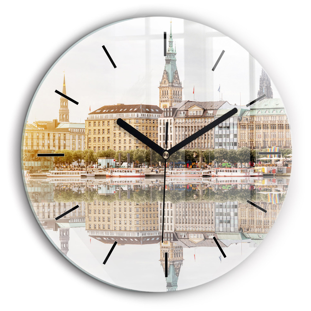 Horloge ronde murale 60 cm Fleuve Hambourg Allemagne