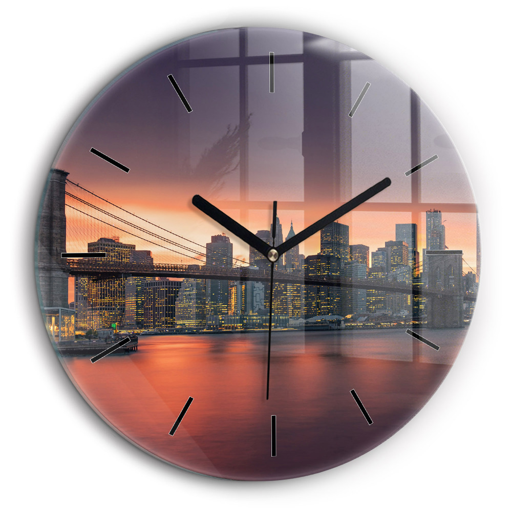 Horloge ronde en verre 60 cm New York East River