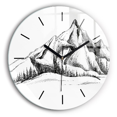 Horloge ronde 60 cm Montagnes dessinées
