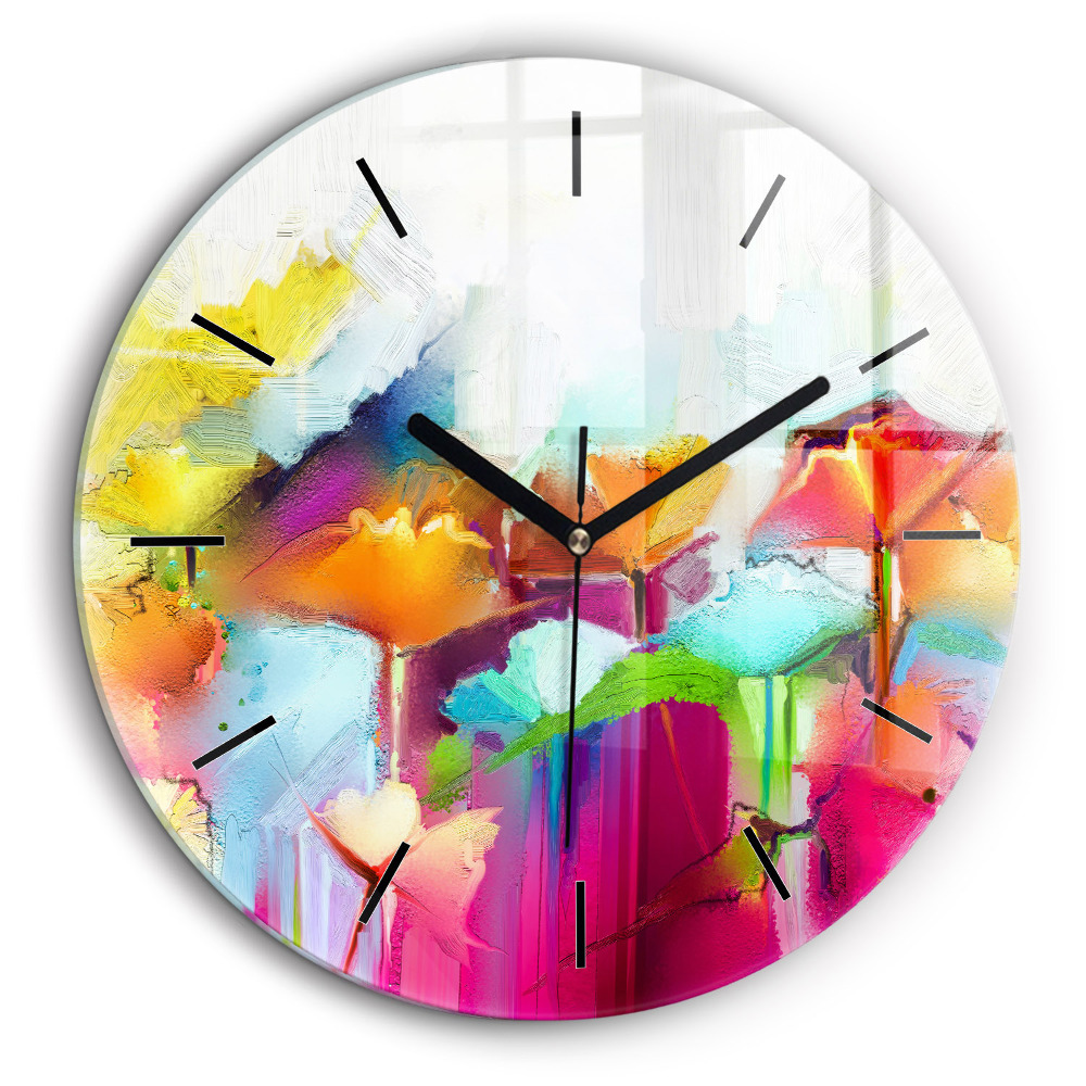 Horloge ronde 60 cm Fleurs abstraites