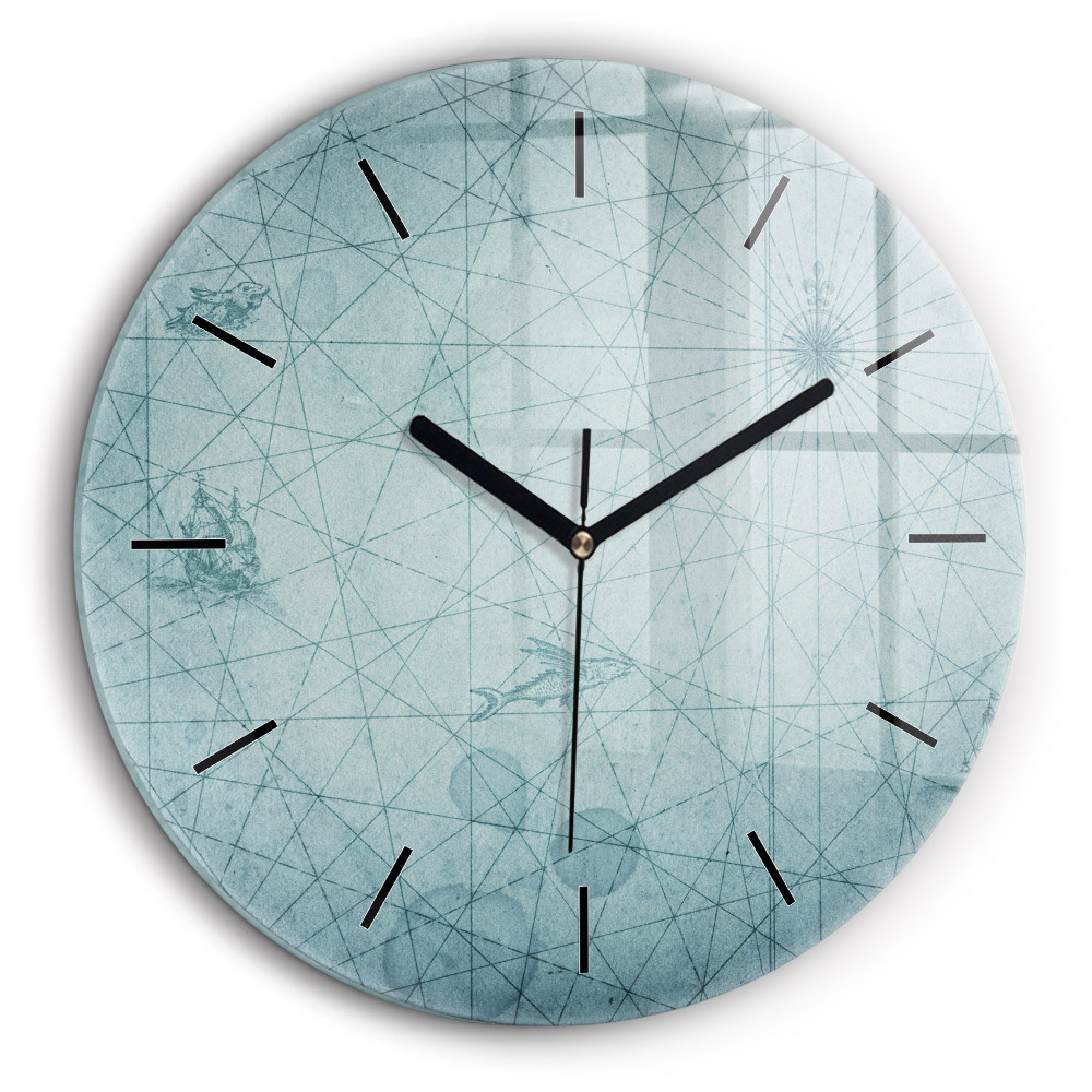 Pendule murale ronde 60 cm Carte vintage