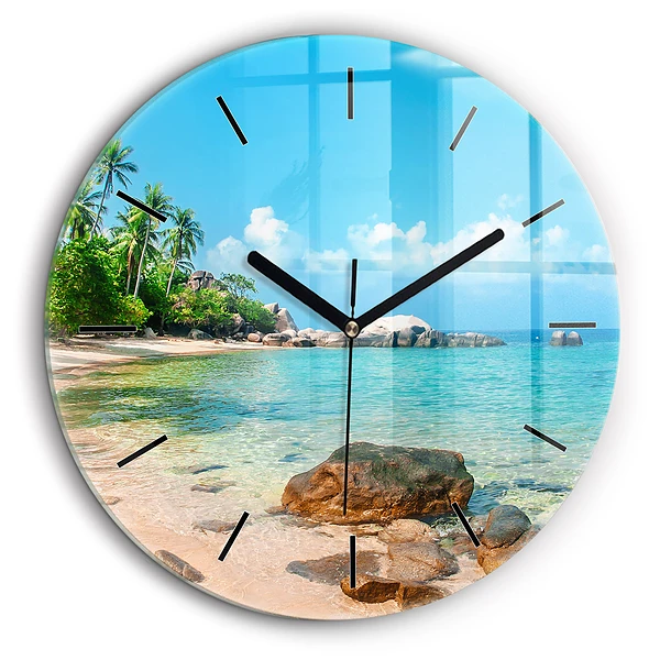 Horloge ronde murale 60 cm Belle plage en Thaïlande