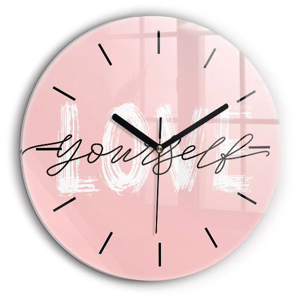 Horloge ronde murale 60 cm Inscription "Love yourself