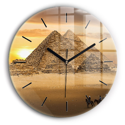 Horloge ronde murale 60 cm Pyramides et coucher de soleil