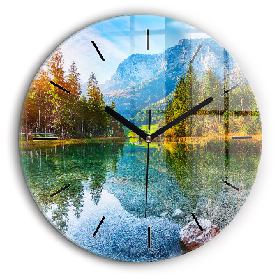 Horloge ronde 60 cm Rivière montagnes Paysage