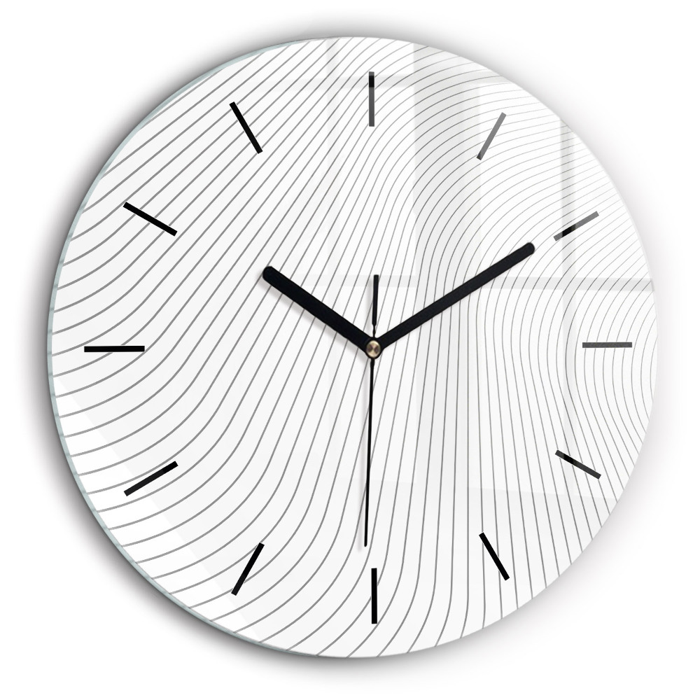 Horloge ronde en verre 60 cm Lignes abstraites
