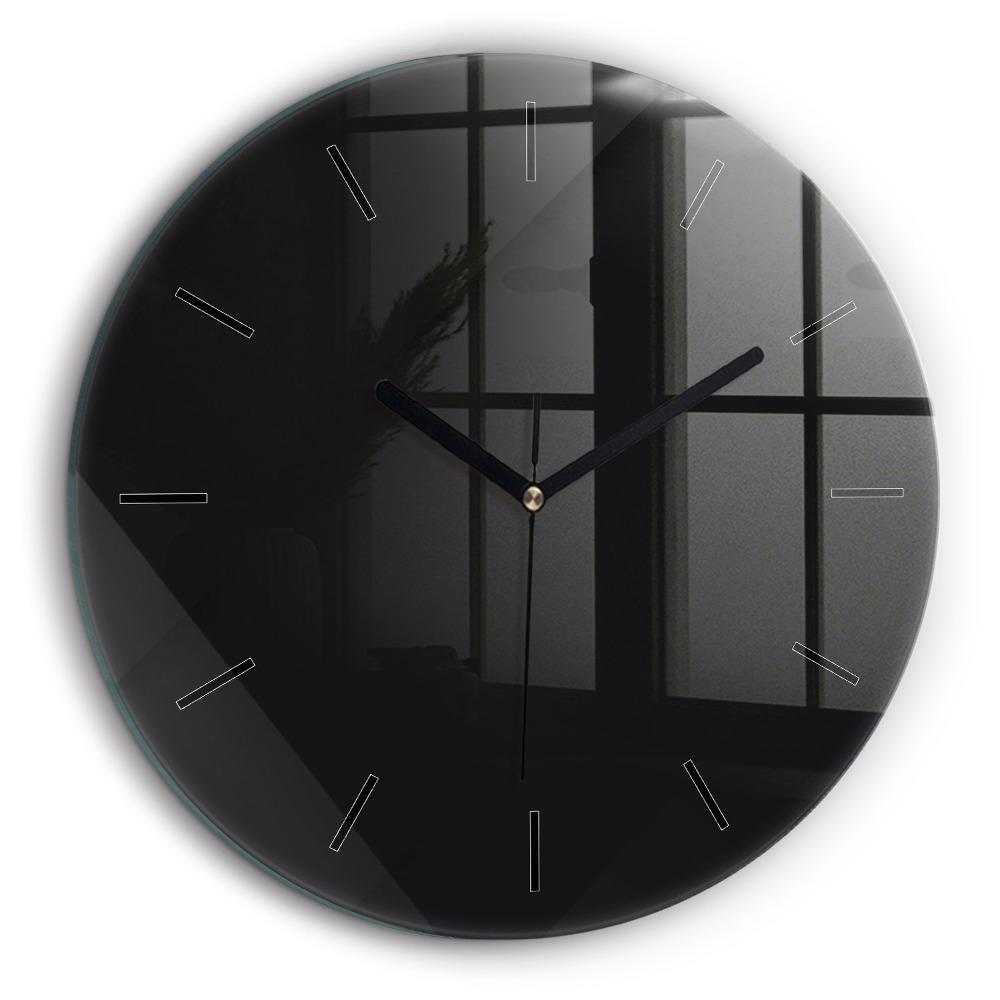 Horloge ronde en verre 60 cm Motif de mur sombre