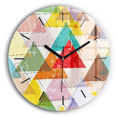 Horloge ronde en verre 60 cm Triangles géométriques