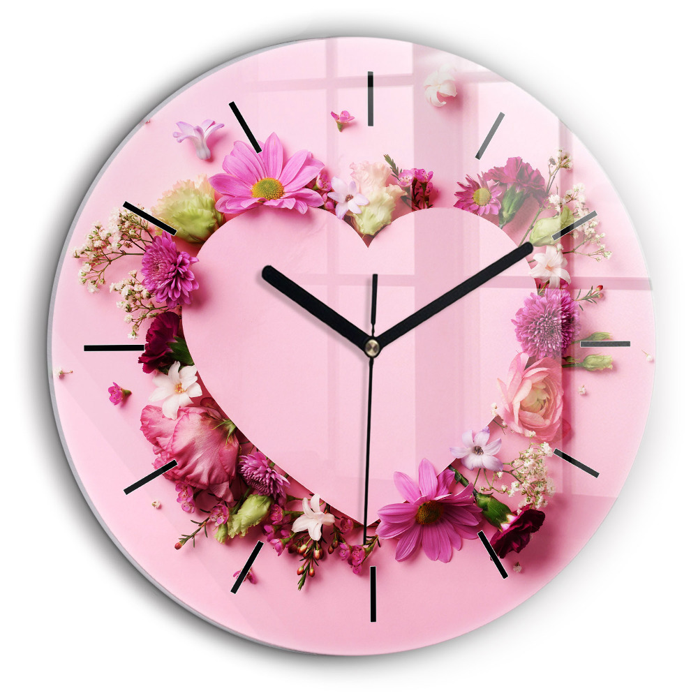Pendule murale ronde 60 cm Cœur de fleurs
