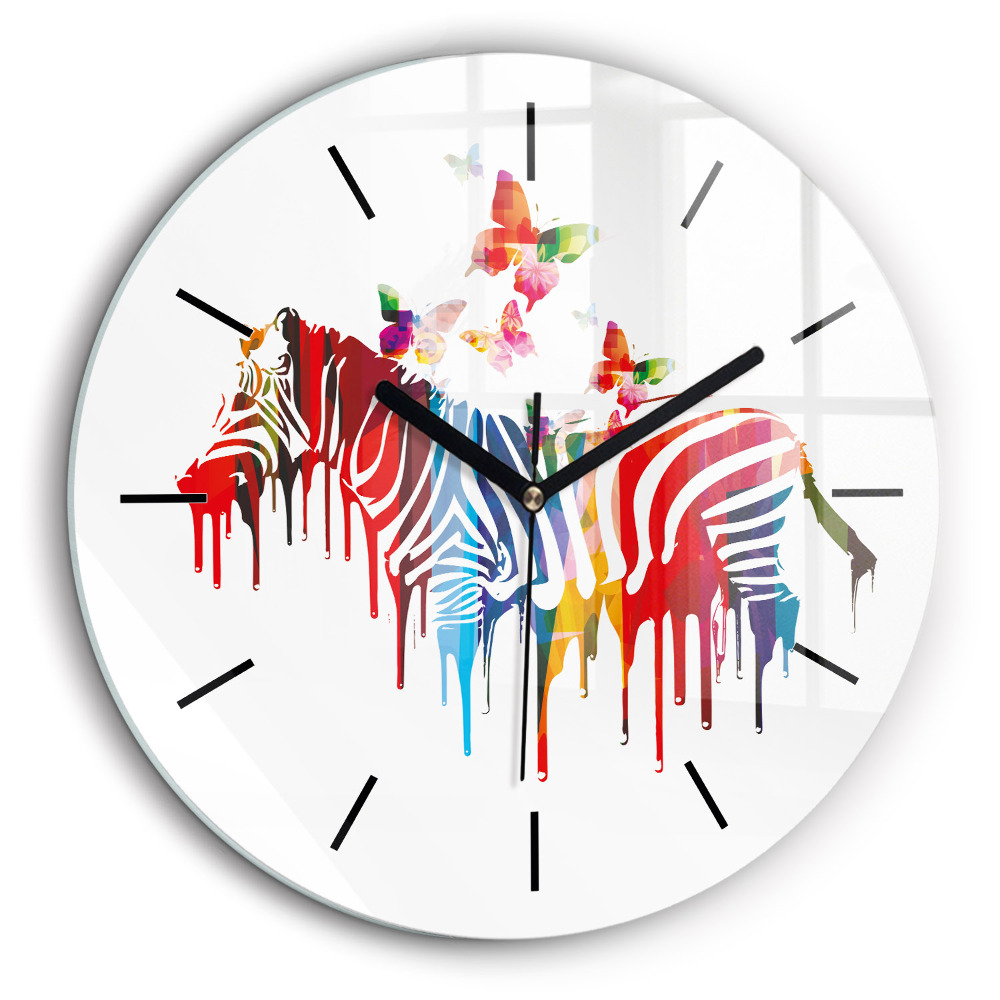 Horloge ronde 60 cm Zèbre coloré