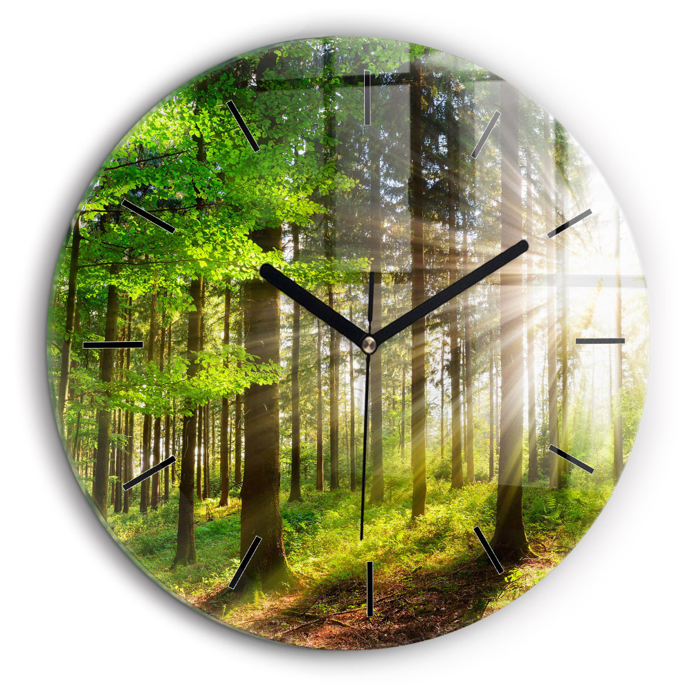 Pendule murale ronde 60 cm Lever de soleil en forêt