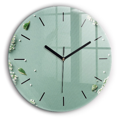 Horloge ronde en verre 60 cm Fleurs délicates