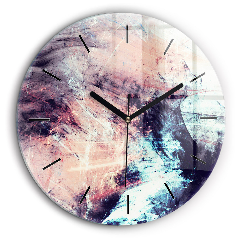 Horloge ronde en verre 60 cm Image abstraite