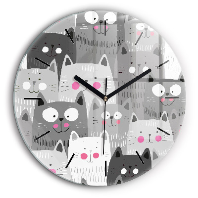 Horloge ronde 60 cm Motif avec des chats