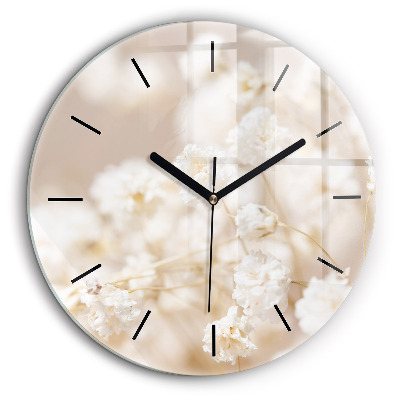 Horloge ronde 60 cm Petites fleurs blanches