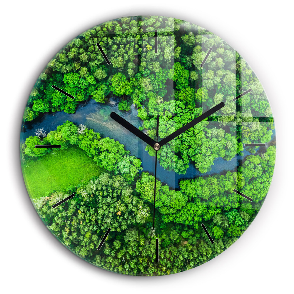Pendule murale ronde 60 cm Rivière dans une forêt