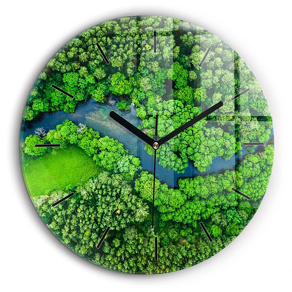 Pendule murale ronde 60 cm Rivière dans une forêt