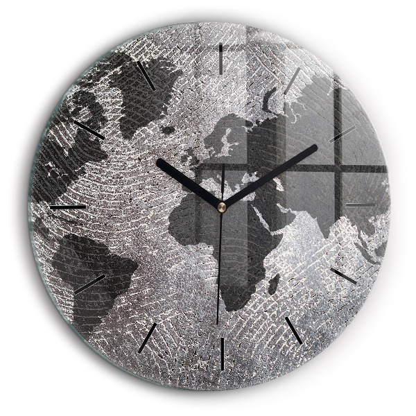 Horloge ronde murale 60 cm Carte du monde en béton