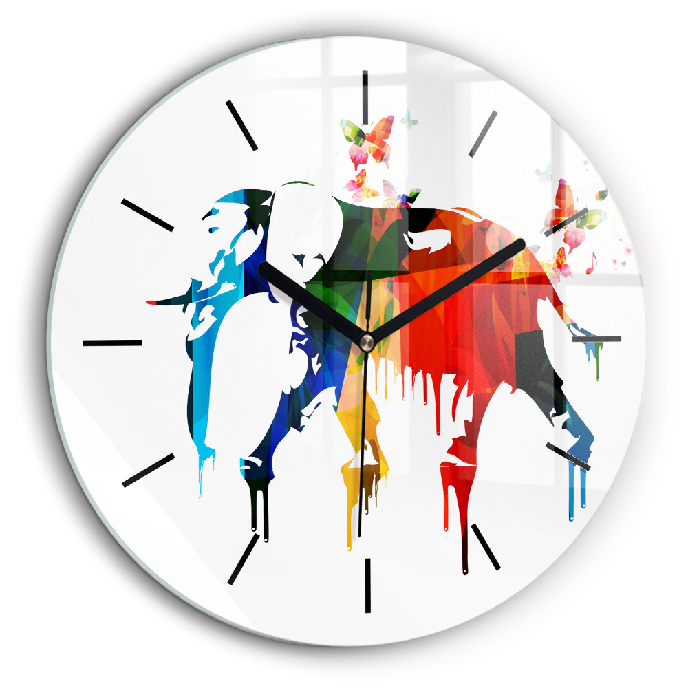 Horloge ronde 60 cm Eléphant peint en couleur