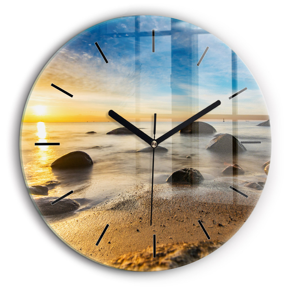 Horloge ronde murale 60 cm Lever de soleil sur la mer Baltique