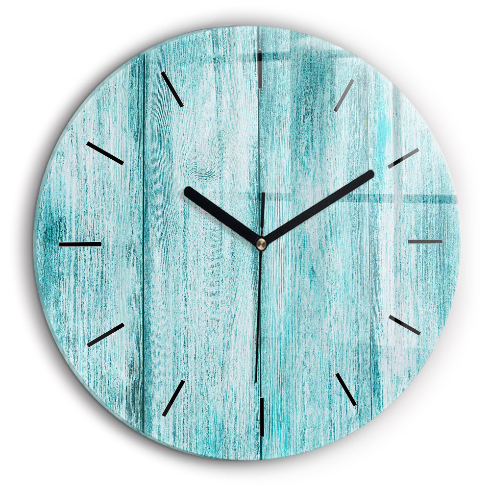 Horloge ronde murale 60 cm Vieux bois bleu