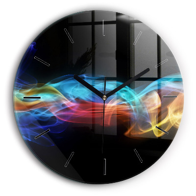 Horloge ronde en verre 60 cm Lignes abstraites colorées