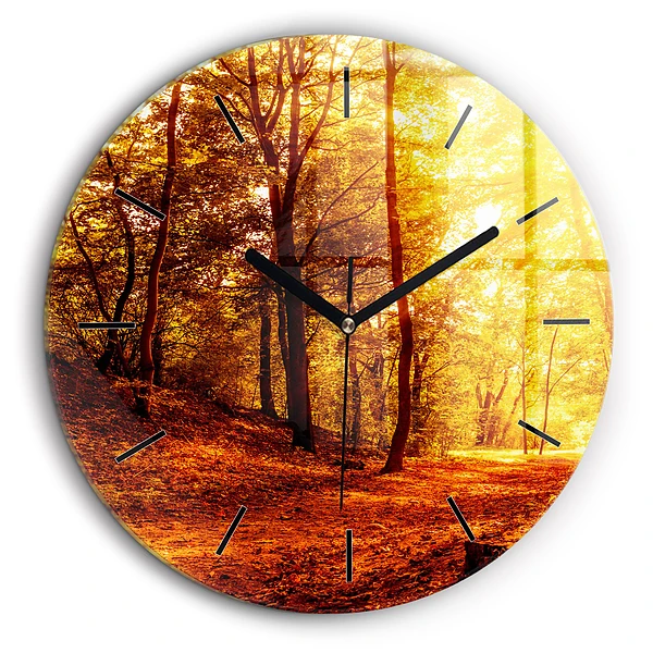 Horloge ronde 60 cm Paysage forestier au soleil
