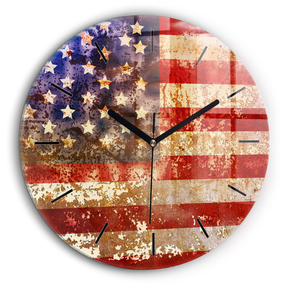 Pendule murale ronde 60 cm Drapeau américain en style vintage
