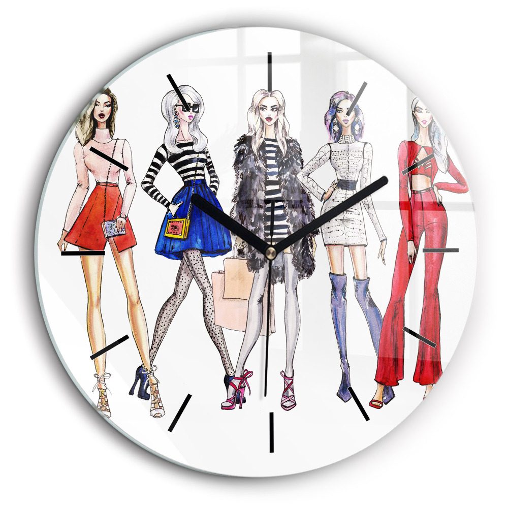 Pendule murale ronde 60 cm Filles à la mode