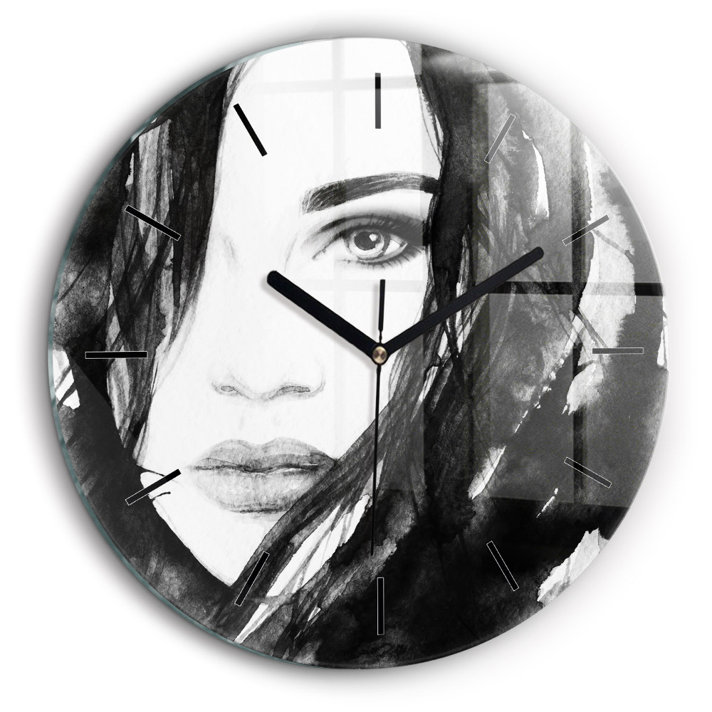 Pendule murale ronde 60 cm Portrait d'une femme
