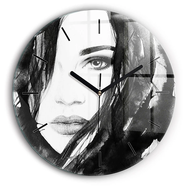 Pendule murale ronde 60 cm Portrait d'une femme